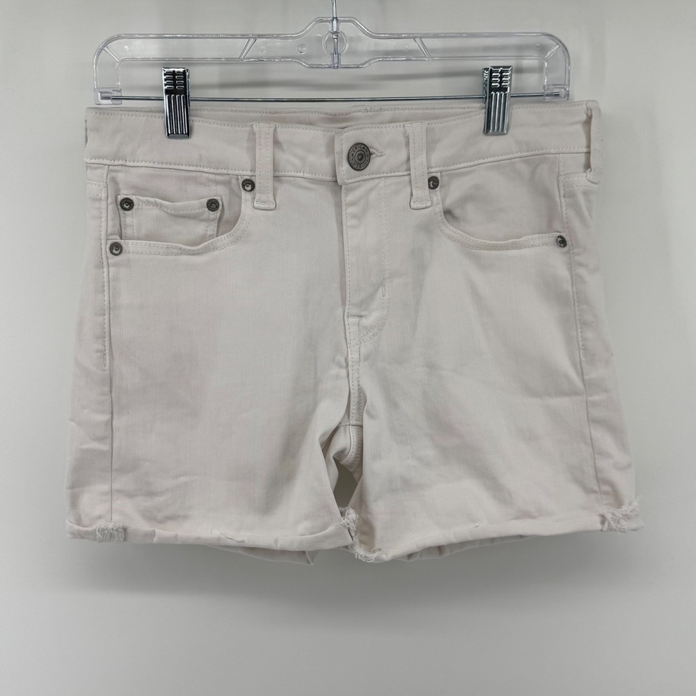 American Eagle Outfitters Womens Midi Shorts Off-White Ne(x)t Level Stretch 8‎